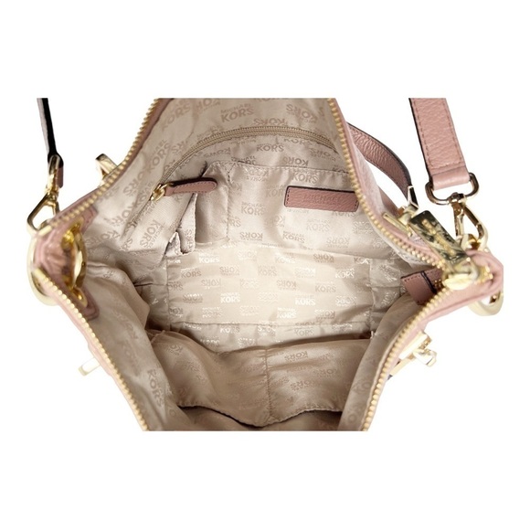 Michael Kors Mauve Dusty Pink Leather Brooke Medium Shoulder Crossbody Handbag - Picture 10 of 14